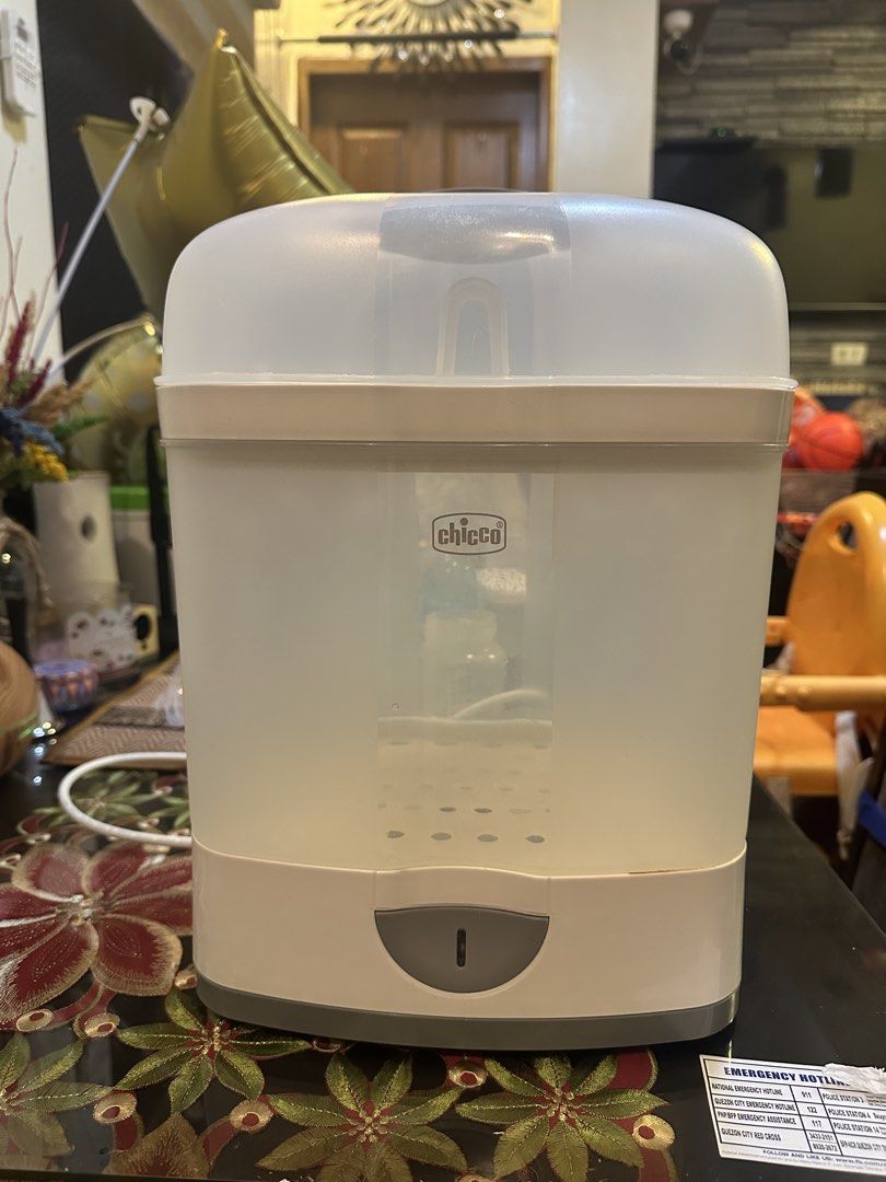 Chicco Bottle Sterilizer (Category: Breastfeeding & Bottle Feeding) located in Quezon City. Submitted by zendragon.6f15a3 (Listing ID 1459019968, Image 1). Description: - Chicco Bottle Sterilizer for sale - Ensures clean and hygienic baby bottles - Simple and easy to operate - Ideal for busy parents - Compact design, saves counter space.