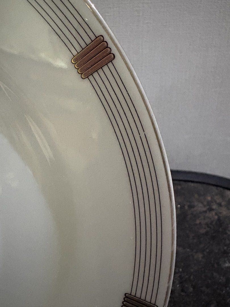 Christian Dior Godron Dinner Plate (Category: Dinnerware & Cutlery) located in Manila. Submitted by foundhouseph (Listing ID 1459056656, Image 3). Description: -Christian Dior Godron Dinner Plates -Price: 400php per plate. 1,100php for take all -Quantity: 3pcs. -Condition: complete gold loss -Dimensions: 12.5 inches - Elegant geometric pattern - Crafted in France, part of the 'Art de la Table' collection - Ideal for display or adding to your exis