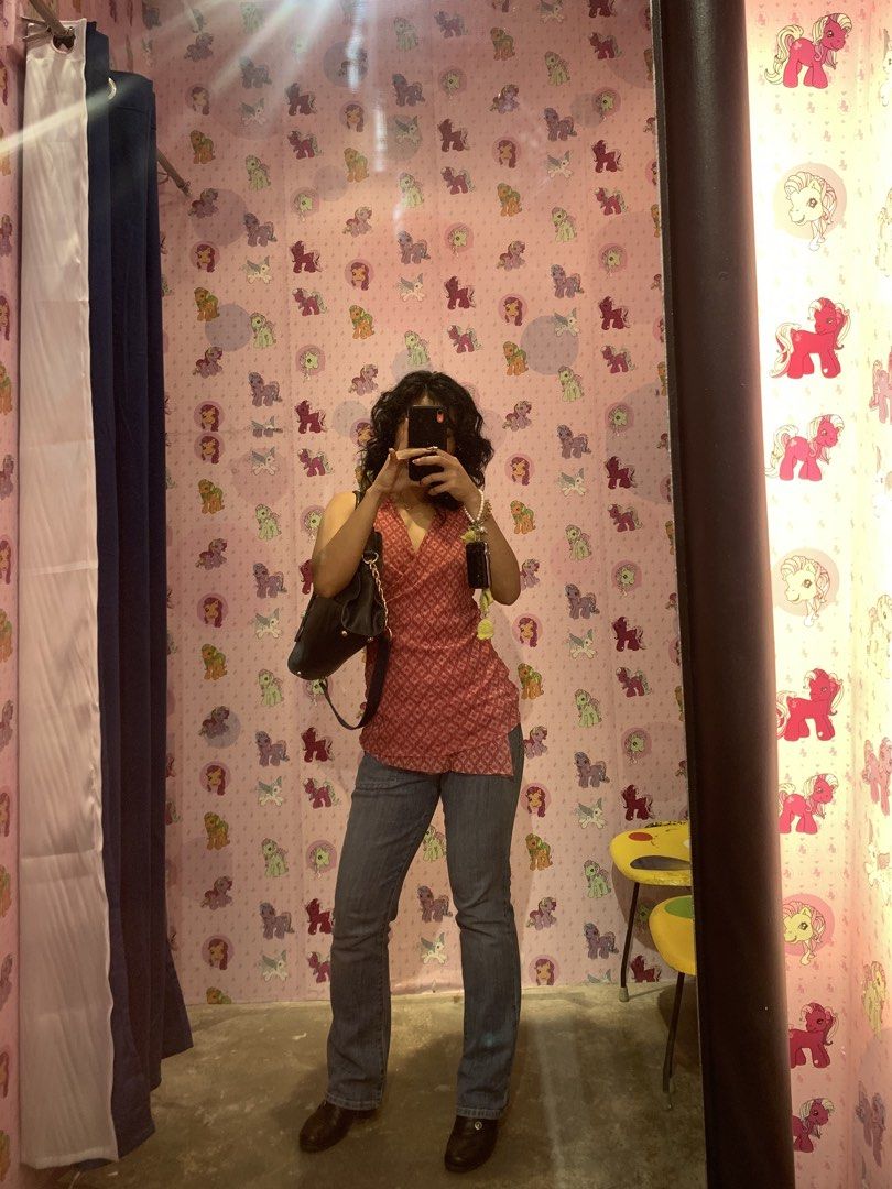 CLEARANCE SALE: Pink Wrap Top (Category: Blouses) located in Makati City. Submitted by krika.studio (Listing ID 1459061425, Image 1). Description: - geometric pattern - Flattering V-neckline - Flowy hem .