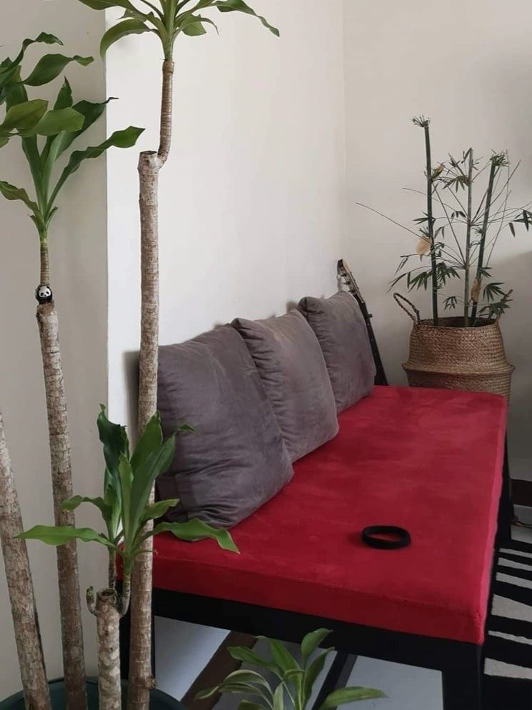 Custom-made Divan Backless Daybed Sofa (Category: Chairs) located in Binan City. Submitted by fabpanda (Listing ID 1458942050, Image 1). Description: Pls make reading a habit :)) 💯 AVAILABLE until marked sold 💯 LAST PRICE thanks for your offer 💯 NO ISSUES unless stated in description below ❤️ INTERESTED? thank youuu, let's proceed with payment and shipment! :)) ------------- This is a customized one. Foam is uratex. Red textile is velvety. Hin