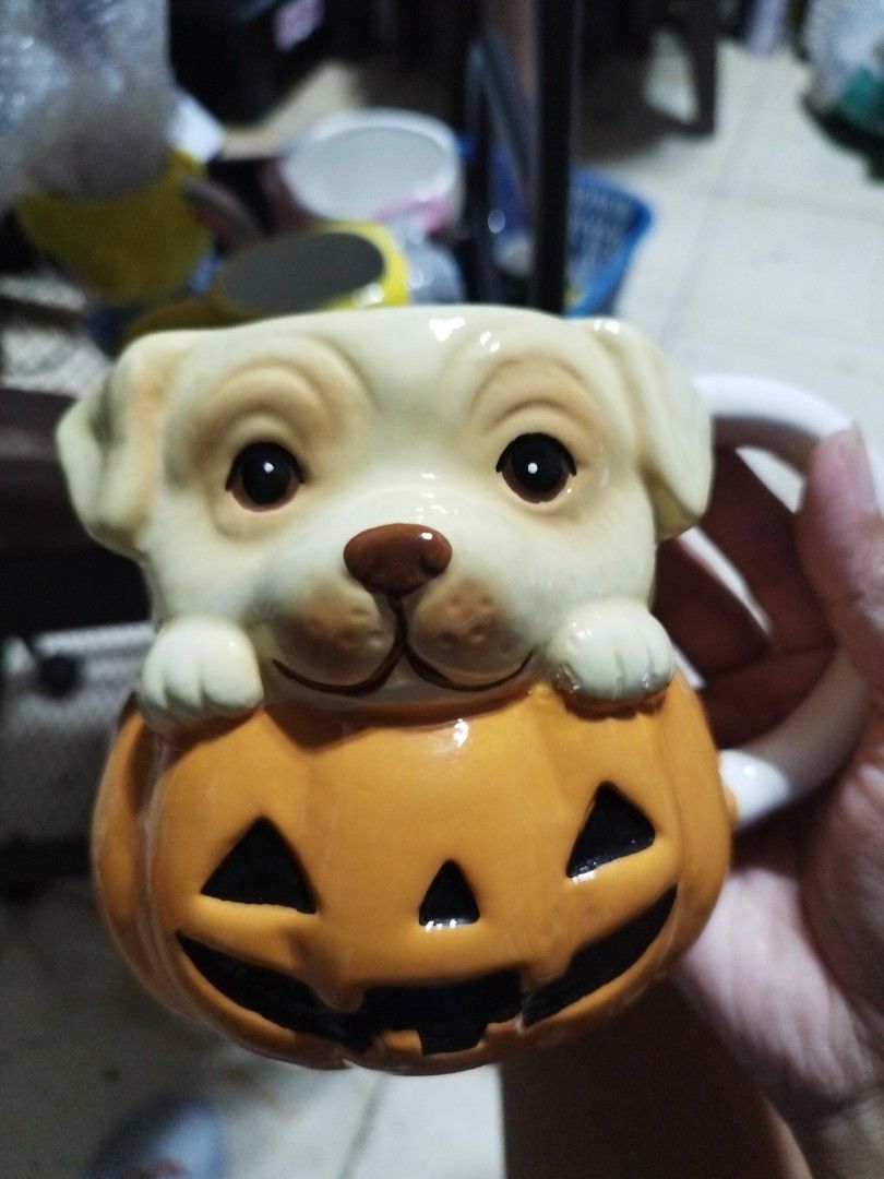Cute Dog Pumpkin Halloween Mug (Category: Coffee & Tea Tableware) located in Manila. Submitted by silverwhale_cafa21 (Listing ID 1458896620, Image 1). Description: - Adorable dog face on a jack-o'-lantern mug - Perfect for Halloween or any dog lover - Dishwasher and microwave safe - Ideal for your morning coffee -Big mug ❤️super cutesie🤩🤩.