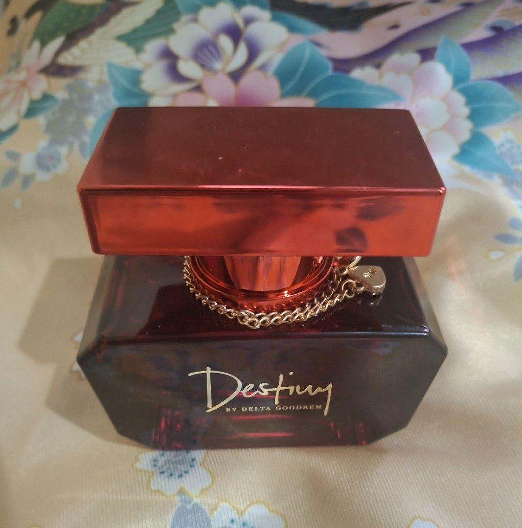 Destiny by Delta Goodrem Perfume 30 ml (Category: Fragrance & Deodorants) located in Iloilo. Submitted by rina101 (Listing ID 1458967917, Image 2). Description: - Authentic Destiny by Delta Goodrem perfume 30 ml - Unique dark red faceted bottle design - Shiny red cap - Ideal for perfume collectors or as a special gift.