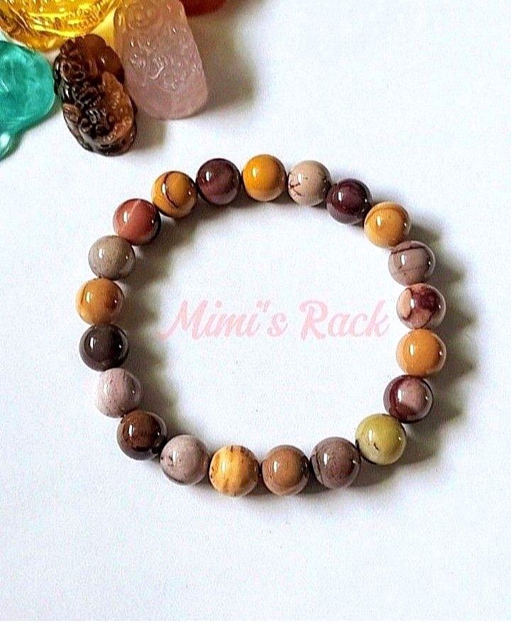 MOOKAITE JASPER NATURAL STONE BRACELET (Category: Bracelets) located in Taguig. Submitted by mimisrack (Listing ID 1458954151, Image 3). Description: 🤎💛🤍Attracts adventure, courage, and emotional balance -Enhances self-love, self-acceptance, and inner peace -Boosts confidence, self-worth, and personal power -Symbolizes protection, good luck, and prosperity -Believed to bring calmness, serenity, and mental clarity -May help reduce stress, anxie