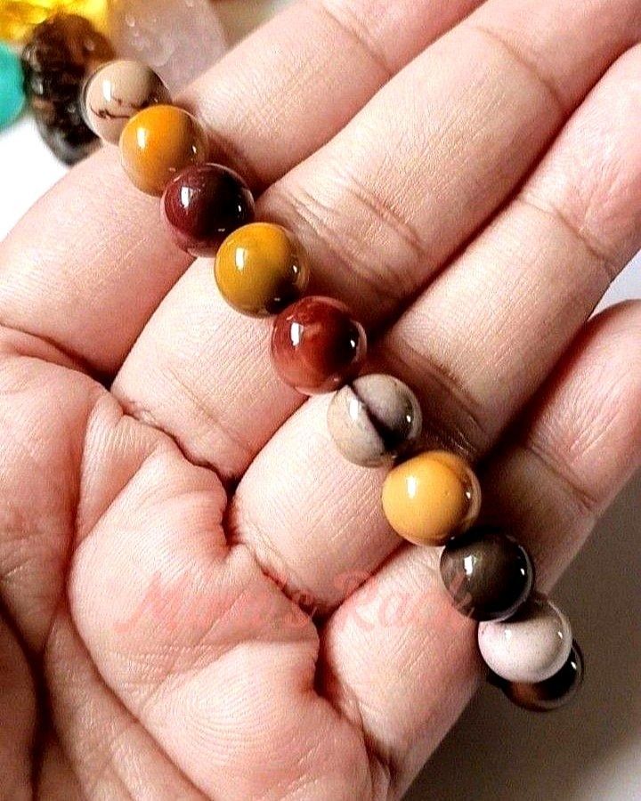 MOOKAITE JASPER NATURAL STONE BRACELET (Category: Bracelets) located in Taguig. Submitted by mimisrack (Listing ID 1458954151, Image 2). Description: 🤎💛🤍Attracts adventure, courage, and emotional balance -Enhances self-love, self-acceptance, and inner peace -Boosts confidence, self-worth, and personal power -Symbolizes protection, good luck, and prosperity -Believed to bring calmness, serenity, and mental clarity -May help reduce stress, anxie