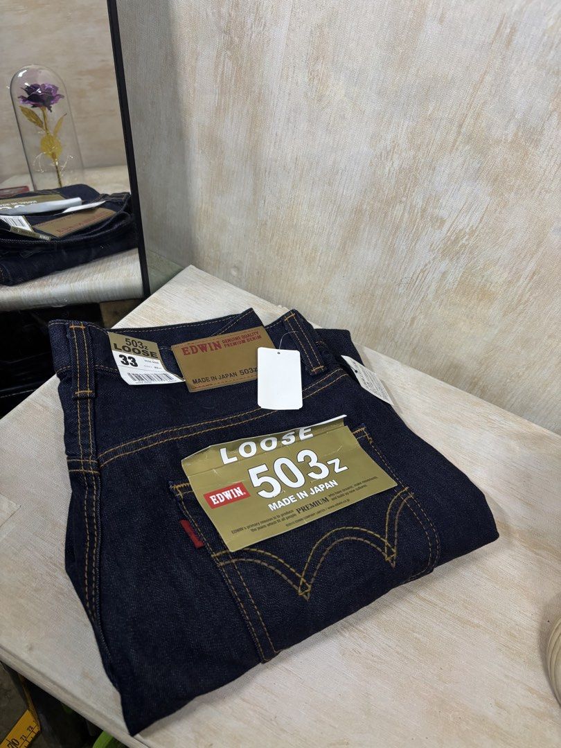 EDWIN DENIM PANTS MADE IN JAPAN (Category: Jeans) located in Cabuyao City. Submitted by pormanation-thrift-store (Listing ID 1459049090, Image 2). Description: EDWIN DENIM PANTS MADE IN JAPAN Condition: NEW WITH TAGS Color rate: 10/10 Size: 33 Dimes: 34”Wx41”L Issue: NONE‼️ Price: 1800.