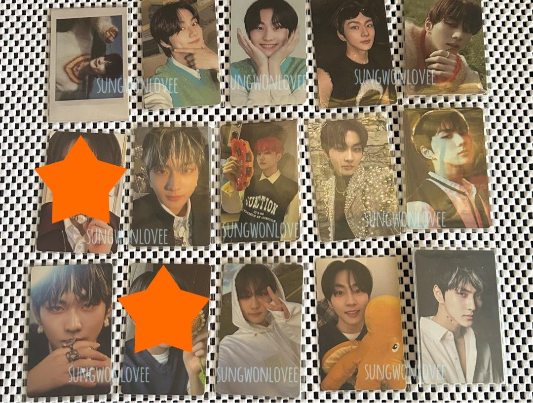 Enhypen Jungwon Official Photocards (Category: K-Wave Merchandise) located in Bulacan. Submitted by uzumaki.shop (Listing ID 1458961766, Image 1). Description: Official Enhypen Jungwon photocards - All cards kept in protective sleeves - Please check photos to see the exact photocards you will receive -payo -10pf -can tingi or take as set pricelist: 1st row: 50|200|200|100|50 2nd row: x|100|80|100|80 3rd row: 100|x|200|120|100 mop: gcash, maribank