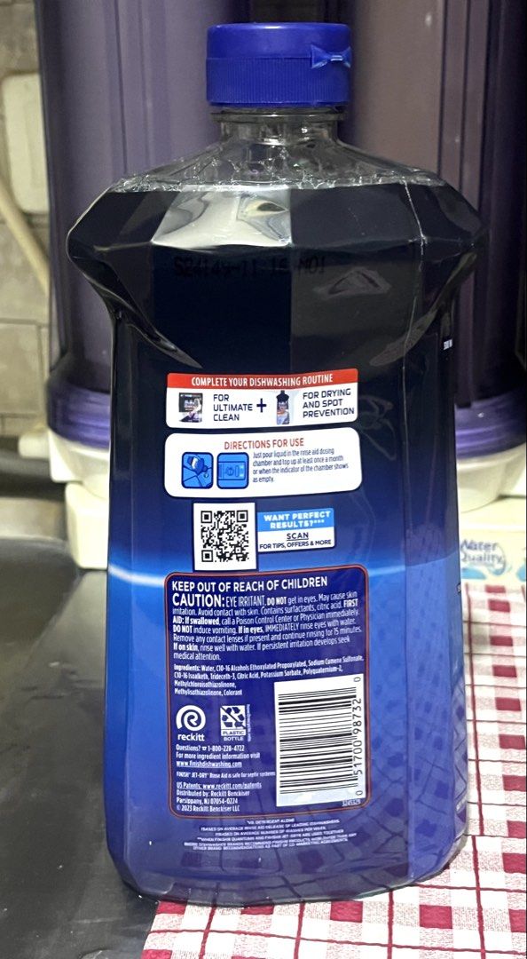 Finish Jet Dry Rinse Aid Dishwasher (Category: Dishwasher) located in Quezon City. Submitted by babybutton2018 (Listing ID 1459008454, Image 2). Description: Finish Jet Dry Rinse Aid Size: 946 ml Brand new Fixed price.