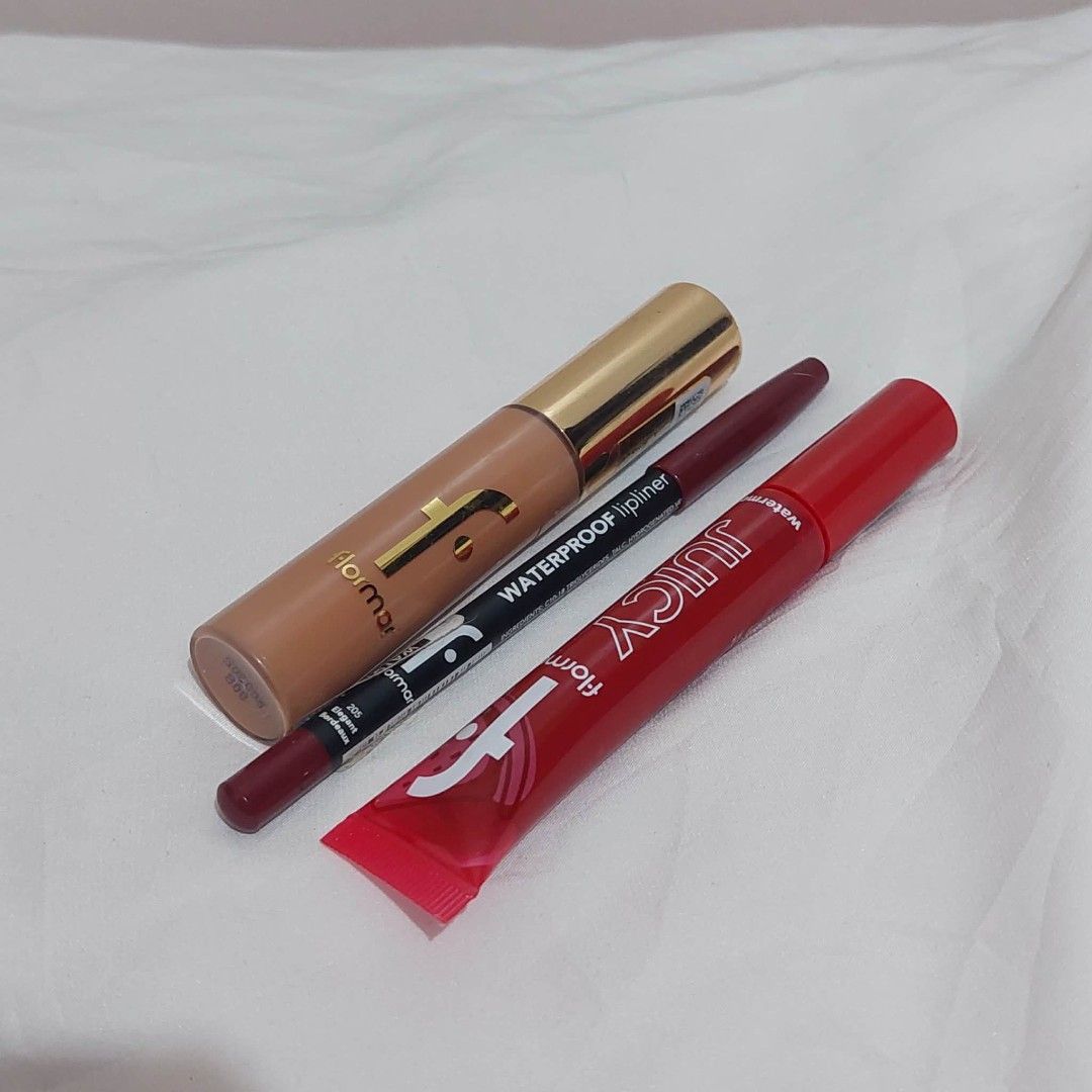Flormar Liquid Concealer, Eyeliner & Lipliner Set (Category: Makeup) located in Pasig City. Submitted by Secondlovething (Listing ID 1458945560, Image 2). Description: -SOLD PER BUNDLE - Flormar Liquid Concealer (Neutral Shade) - Black Waterproof Eyeliner - Bold Red Waterproof Lipliner - Versatile for everyday or night out looks.