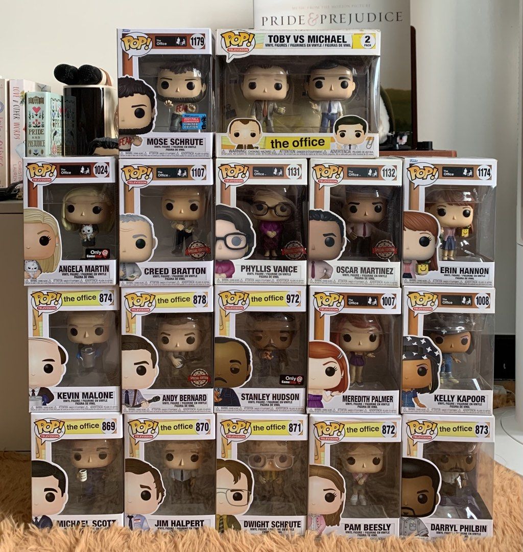 Funko Pop! The Office (Category: Designer & Blind Box Toys) located in Quezon City. Submitted by ms.pattie (Listing ID 1458990266, Image 1). Description: Funko Pop! The Office ₱12,000 Inclusion: 2-Pack Toby vs Michael 869 Michael Scott 870 Jim Halpert 871 Dwight Schrute 872 Pam Beasley 873 Darryl Philbin 874 Kevin Malone 878 Andy Bernard 972 Stanley Hudson 1007 Meredith Palmer 1008 Kelly Kapoor 1024 Angela Martin 1107 Creed Bratton 1131 Phyllis V