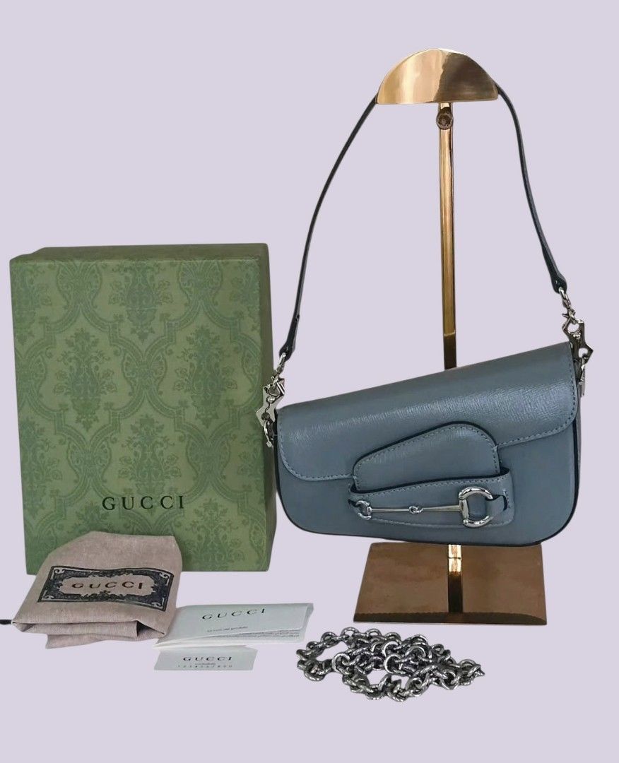 Gg H0rsębit 1955 Shoulder Bag (Category: Shoulder Bags) located in Caloocan City. Submitted by love.purse (Listing ID 1458952484, Image 2). Description: - N.G.A. - from 🇯🇵 ukay - used Grey Gucci Shoulder Bag - Includes box, dust bag, and care cards - Detachable chain strap and leather shoulder strap included - Iconic horsebit detail - Versatile for day or night use.