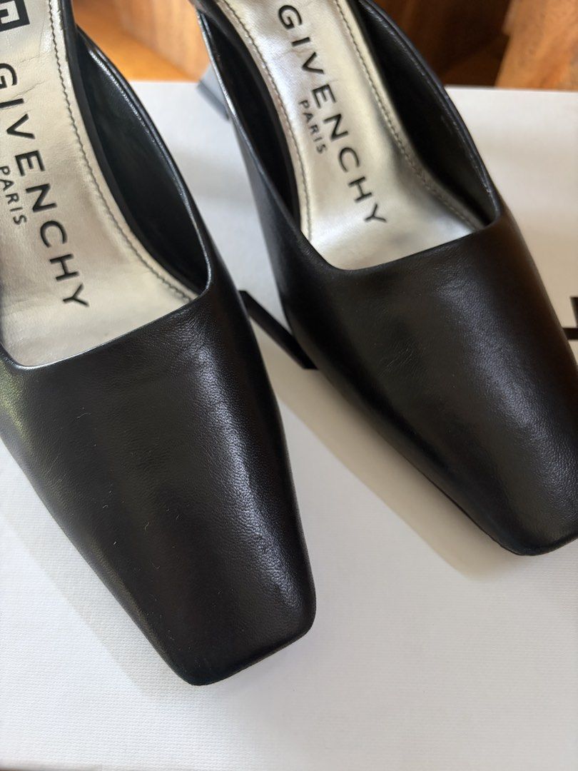 Givenchy Black Leather Mules (Category: Sneakers & Footwear) located in Pasig City. Submitted by chamoisee (Listing ID 1458912318, Image 3). Description: Givenchy Black Leather Mules See pics for condition (no issues) DM FOR FASTER TRANSACTION 📩.
