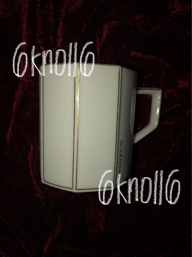 Givenchy White Cup (PAUBOS SALE) ❗️ (Category: Coffee & Tea Tableware) located in Pasig City. Submitted by eun.isa (Listing ID 1459001781, Image 1). Description: PLEASE READ FIRST ❗️ - pay as you order - NO rush shipping - sf is shouldered by the buyer - no COD - mop: gcash issues/description about the item: - PHP 35.00 - Givenchy Paris cup - original - condition: 8.5/10 - with minor chipping of gold stripes - from japan surplus - send me a messa
