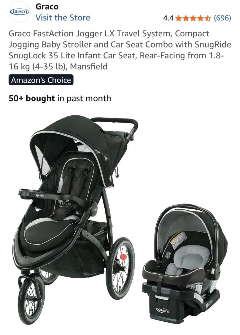 Graco Fastaction Jogger Stroller (Category: Strollers) located in Manila. Submitted by shimo26 (Listing ID 1459065761, Image 3). Description: Graco FastAction Jogger LX Travel System, Compact Jogging Baby Stroller and Car Seat Combo with SnugRide SnugLock 35 Lite Infant Car Seat, Rear-Facing from 1.8-16 kg (4-35 lb), Mansfield.