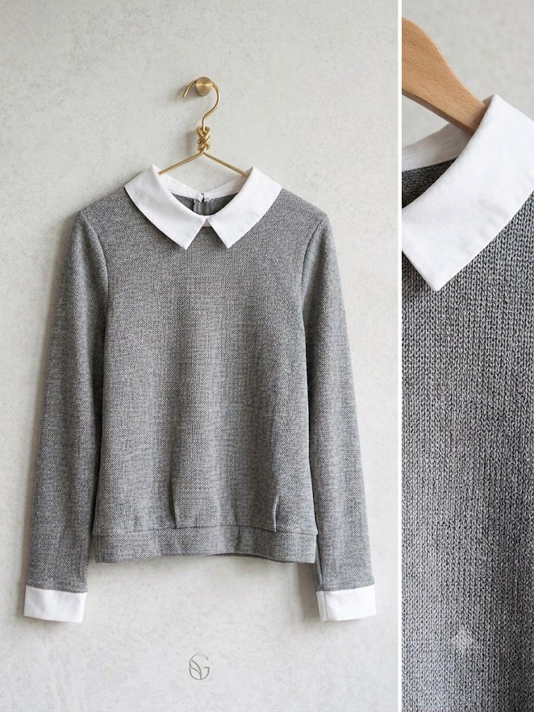 Gray/white Peter Pan collar shirt (Category: Shirts) located in Cebu City. Submitted by by.jujufinds (Listing ID 1458993315, Image 1). Description: .