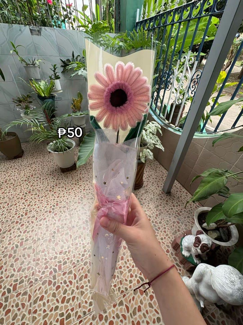 Handmade Crocheted Flowers - Single Stems & Bouquets (Category: Flowers & Bouquets) located in Cavite. Submitted by marissa0_0 (Listing ID 1459062563, Image 2). Description: - Beautiful handmade crocheted flowers - Available as single stems or small bouquets - Perfect for gifts or home decoration - Crafted with soft yarn - Each flower is beautifully wrapped - Great for birthdays, anniversaries, or to brighten someone's day.