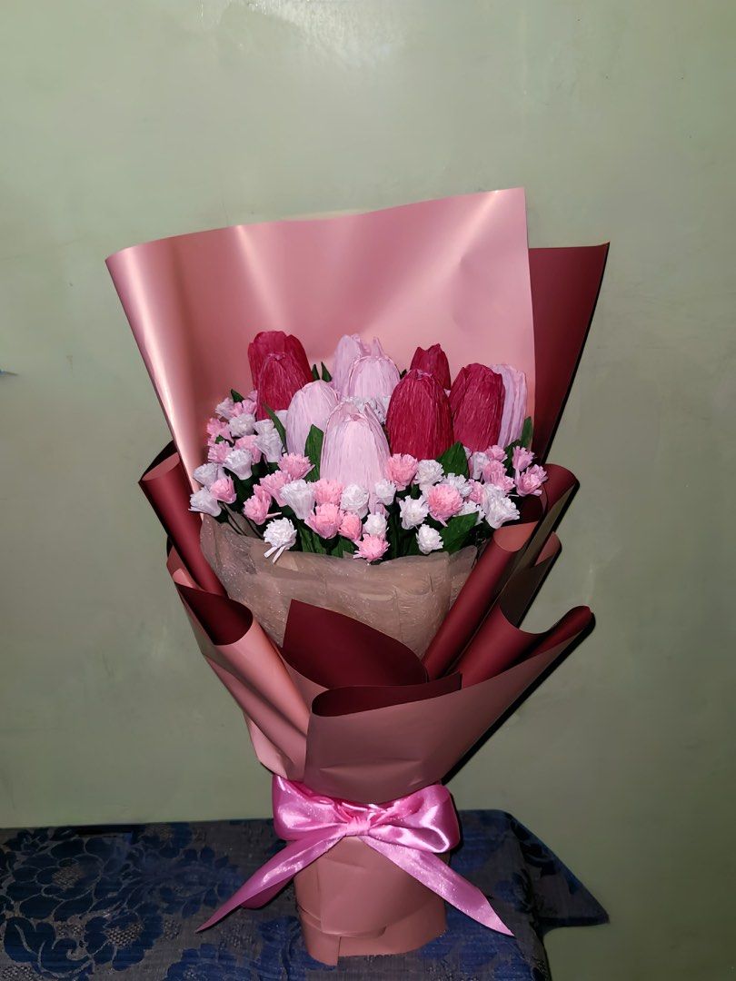 Handmade Paper Flower Bouquets - Custom Colors Available (Category: Flowers & Bouquets) located in Rodriguez. Submitted by krameel99 (Listing ID 1458948683, Image 2). Description: - Beautiful handmade paper flower bouquets - Perfect for gifts, decorations, or special occasions - Available in various colors: red, pink, blue, and white roses - Each bouquet is carefully crafted with attention to detail - Makes a lovely and lasting gift - Custom colo