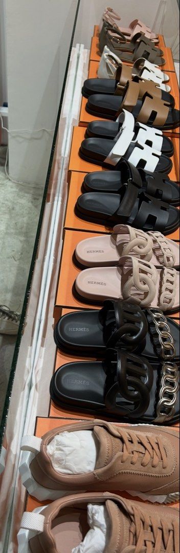 Hermes Orans and others (Category: Flats & Sandals) located in Quezon City. Submitted by dayanny (Listing ID 1458946791, Image 2). Description: Hermes Orans 47k Message for sizes and colors available Chypres and other flats/ sandals also available Authentic with receipts.