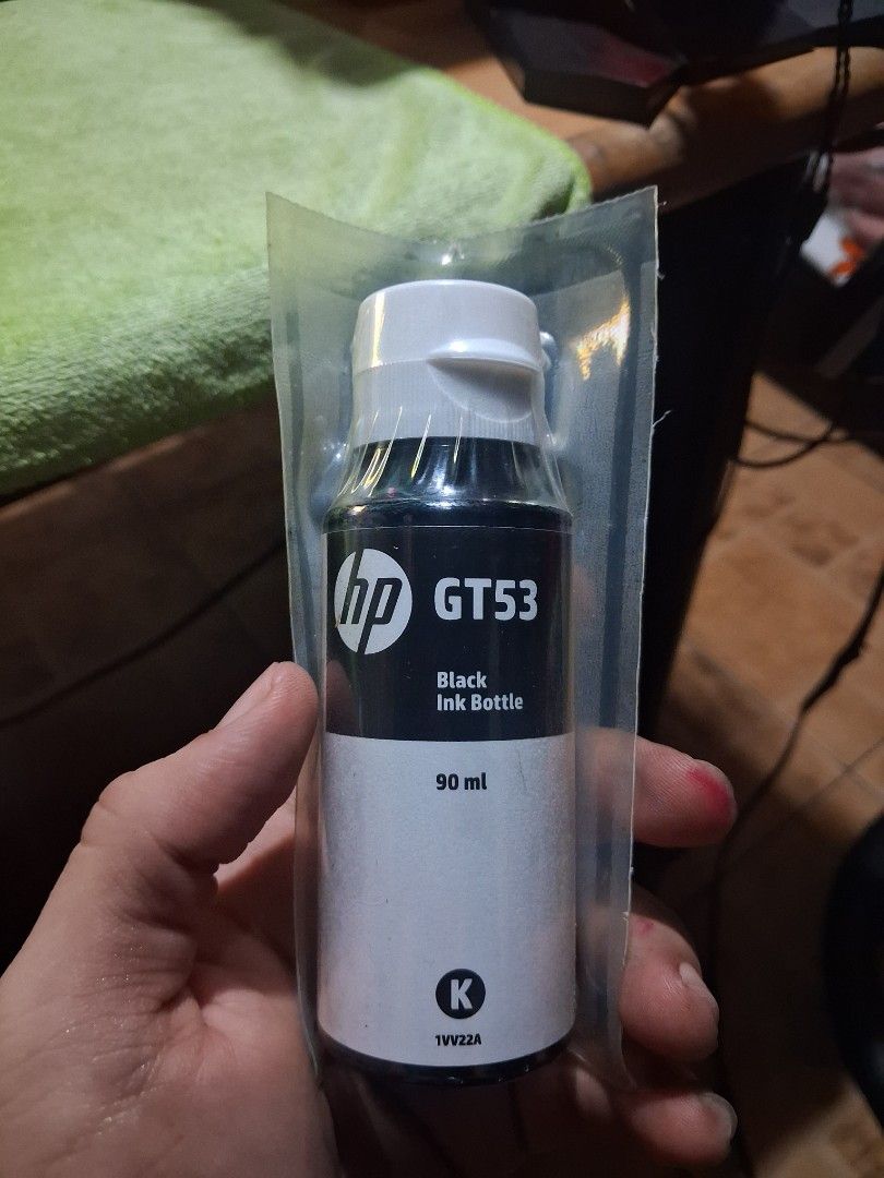 HP GT original ink bottles sealed (Category: Printers, Scanners & Copiers) located in Mandaluyong City. Submitted by eyji569 (Listing ID 1459028018, Image 3). Description: Set 1500 non negotiable 1 Yellow Ink Bottle - 320 2 Pink Ink Bottle - 300 1 Blue Ink Bottle - 320 1 Black Ink Bottle - 310.