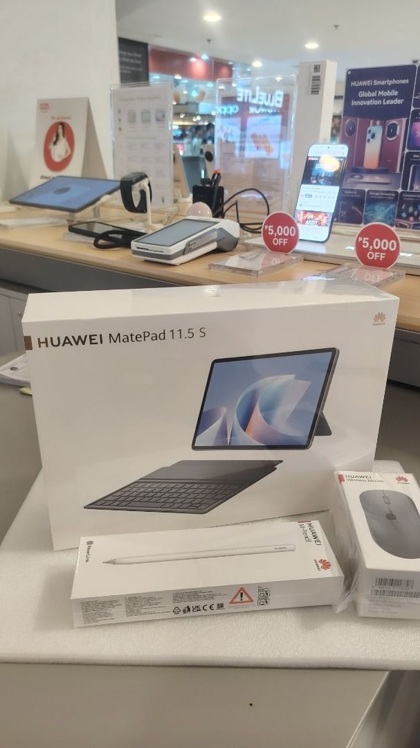 HUAWEI MatePad 11.5S (Category: Android) located in Cainta. Submitted by marianevecesista1997 (Listing ID 1459041728, Image 1). Description: SELLING MY 1-WEEK-OLD HUAWEI MatePad11.5S 12GB RAM 256 GB NO ISSUE NO DENTS or Scratches Inclusions: freebies worth 12k (free mouse,free pencil,Free keyboard,Free WPS AI) WPS 3.0 PC level (lifetime) with box pa! kung pano ko sya na bili un pa din.. naka set na rin may google rfs: mag upgrade lang sa ipad. pr