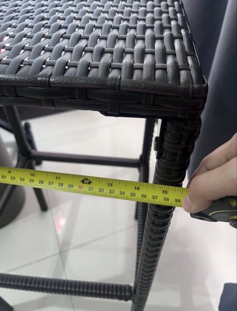 Imported Rattan-Style High Stool or Side Table Durable (indoor/outdoor) (Category: Chairs) located in Quezon City. Submitted by jnapreloved (Listing ID 1458960046, Image 3). Description: Selling our preloved Rattan-Style High Stool! Imported piece, likely bought from S&Ror similar. Durable & Multi-Purpose Unique Style Originally bought for P1,500 Weather-resistant Can be used as a high stool or side table Stylish woven rattan design (plastic - ea