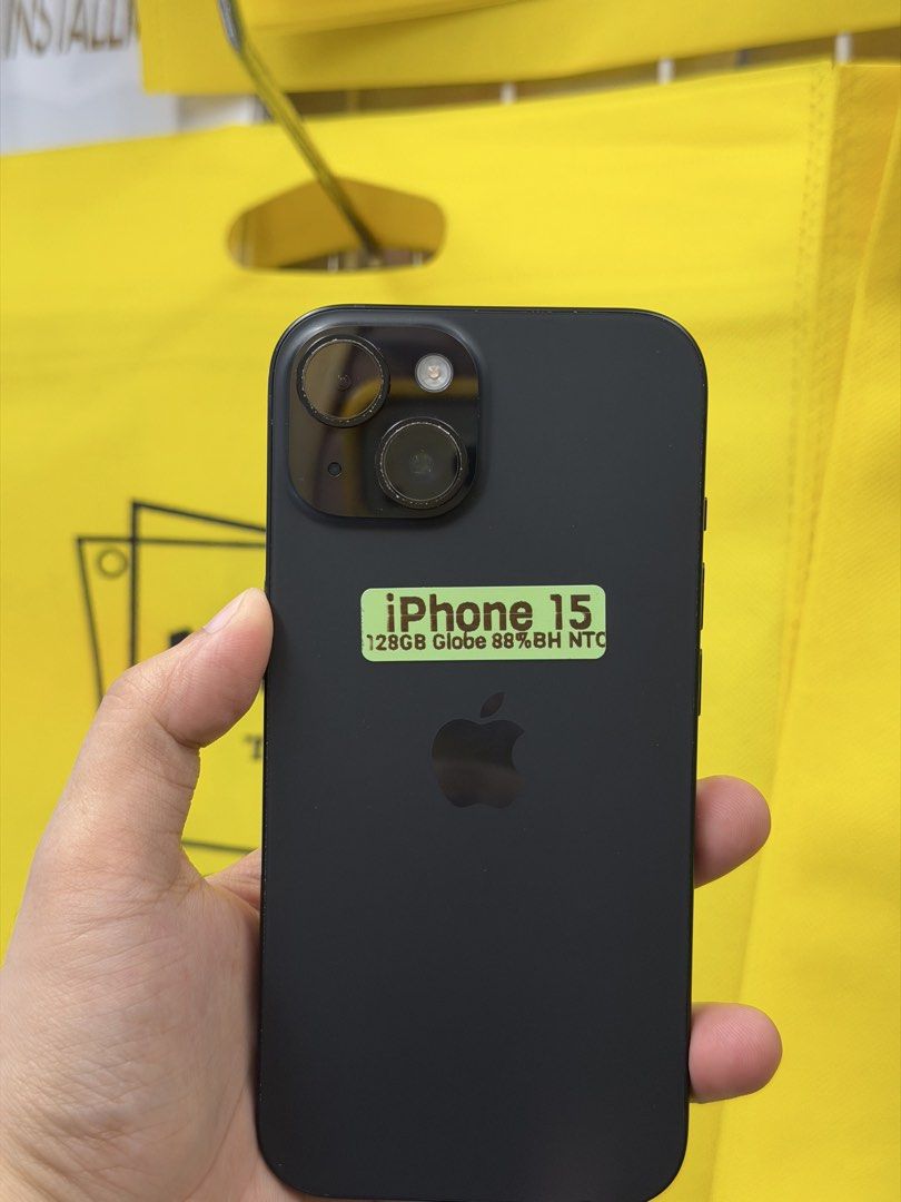 Iphone 15 128GB 88BH Globelocked NTC 99% smooth (Category: iPhone 15 Series) located in San Juan City. Submitted by najihahtelecomshop2018 (Listing ID 1459019726, Image 2). Description: Legit Store | Original unit FOR SALE | TRADE / SWAP ▫️INSTALLMENT thru: 🔸Credit Card (straight / installment) 🔸Ggives / Gcredit + 6% interest 🔸Spay Later + 6% interest (RFS: Buy and Sell any kinds of Gadgets) Description: iPhone 15 128GB ( other GB are also ava