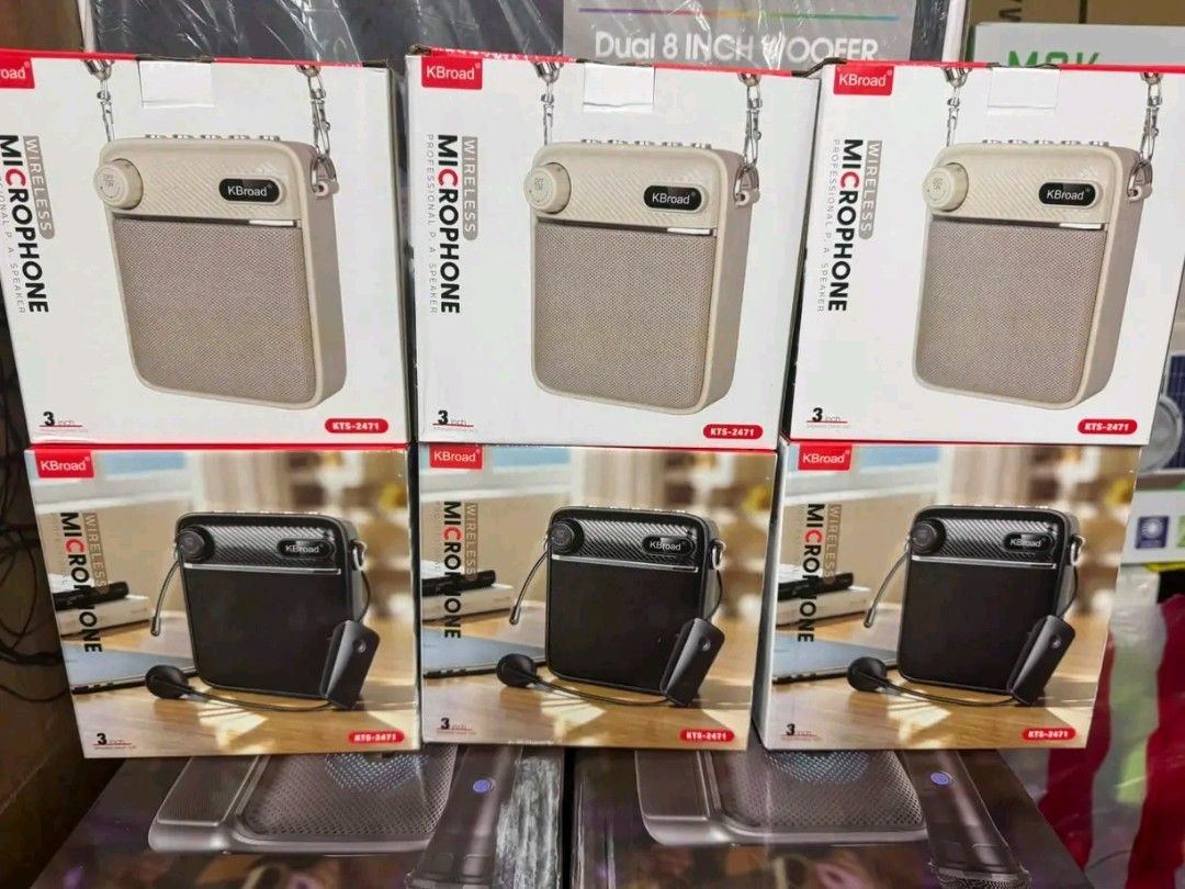 KBroad Portable Wireless Microphone Speaker with Headset (Category: Microphones) located in Manila. Submitted by marvieobordo (Listing ID 1458900500, Image 1). Description: - KBroad Portable Wireless Microphone Speaker - Includes headset microphone - Comes with charging cables - Available colors: Beige, Black, Mint Green - Ideal for presentations, teaching, and performances - Easy to carry with included strap - Rechargeable battery.