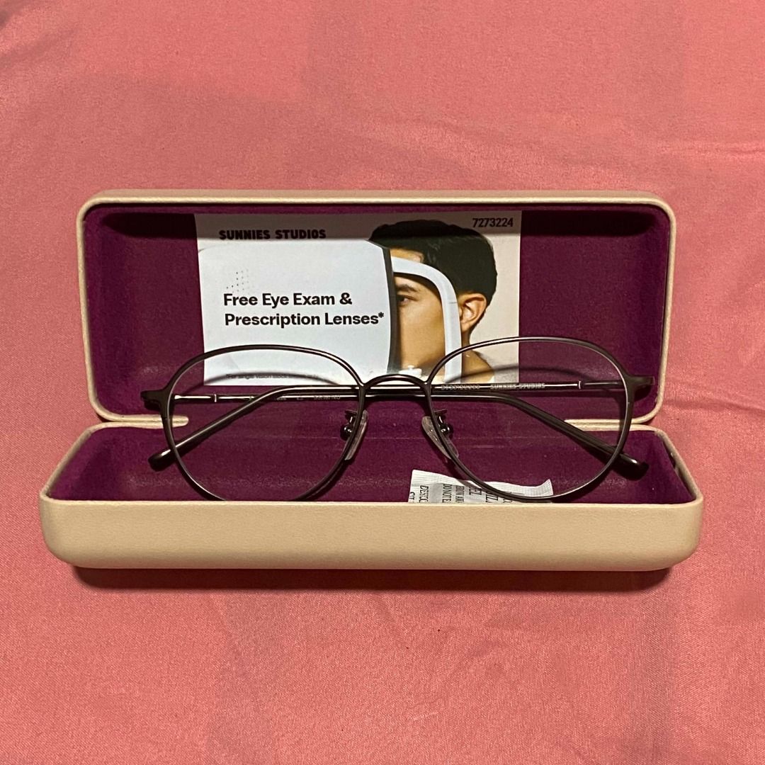 Koa Glasses - Sunnies Studios (Category: Sunglasses & Eyewear) located in Davao. Submitted by lili.enne (Listing ID 1458916935, Image 1). Description: - Color: Brass - Tapered round frame with a tubular metal structure. - Never used; In excellent/brand-new condition - Lens has not been replaced yet; I still have the voucher for a free eye check-up. - Selling because the frame doesn’t suit my face shape. - Bought online for ₱1,300 (sunnies officia