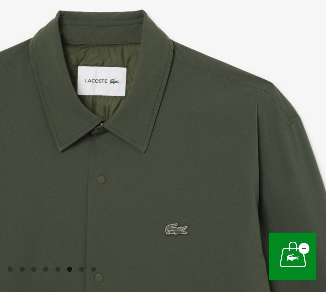 Lacoste Quilted Water-Repellent Overshirt (Category: Coats, Jackets and Outerwear) located in Quezon City. Submitted by jake_labro (Listing ID 1458987724, Image 3). Description: Quilted Water-Repellent Overshirt - Classic green Lacoste jacket - Iconic crocodile logo on chest - Button-up front with collared neckline - Quilted lining for added warmth - Two convenient front pockets - Ideal for layering over outfits -Sizing: runs big RFS: too big for