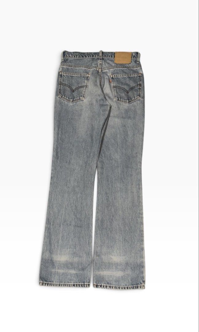 Levi's 501 Jeans - Light Wash Flare (Category: Jeans) located in Angeles City. Submitted by kielsthrift (Listing ID 1459088198, Image 2). Description: This is a Size 30 with a Length 42.5 and 8.5 leg opening. View the closer picture for the actual jeans color. - Classic Levi's 501 jeans - Light wash denim - Flare leg opening - Button fly closure - Two back pockets with signature stitching - Blank leather patch on back - Essential wardrobe staple.