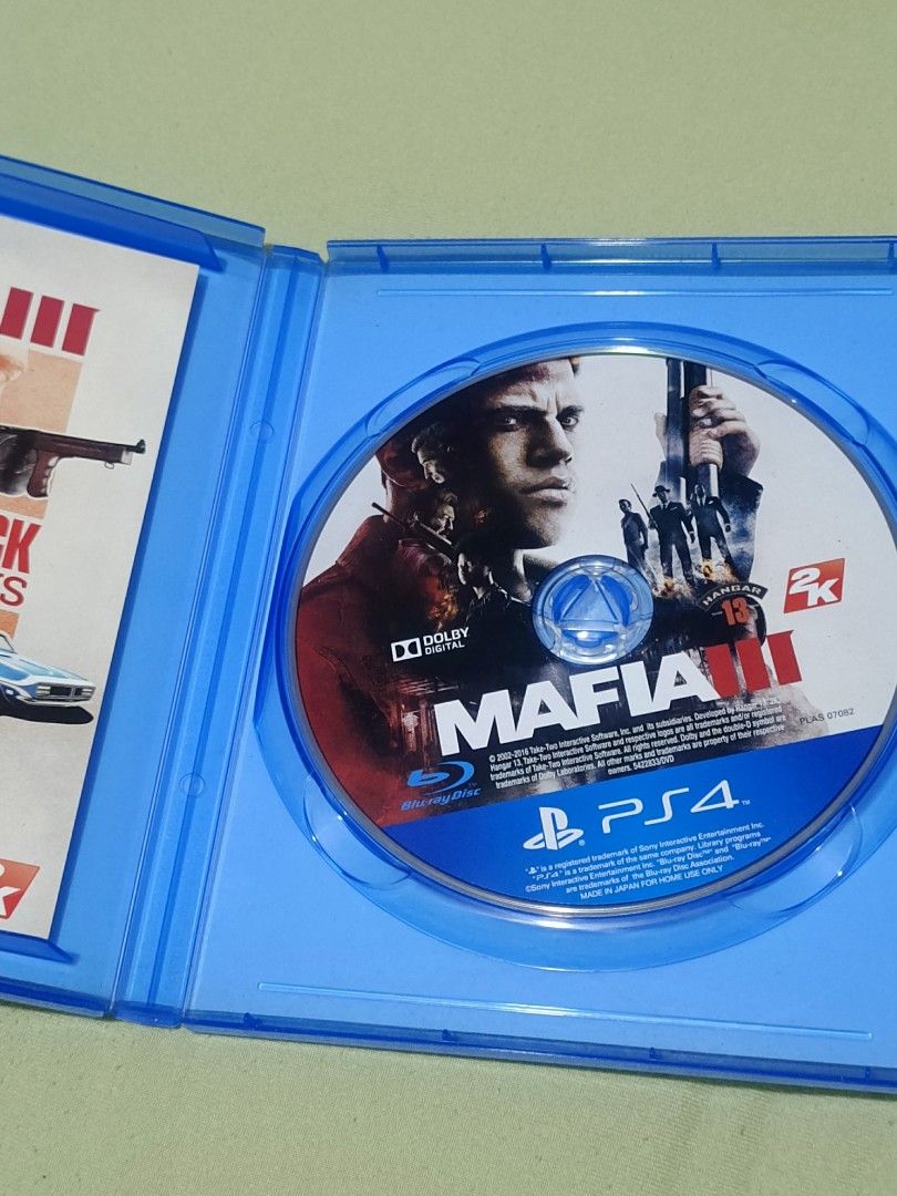 Mafia III PS4 Game (Category: PlayStation) located in Binan City. Submitted by franzhernandez7 (Listing ID 1458910899, Image 2). Description: - Mafia III for PlayStation 4 - Genre: Action-adventure - Setting: Open world 1968 New Bordeaux - Playable Character: Lincoln Clay - Includes: Game disc and original case.