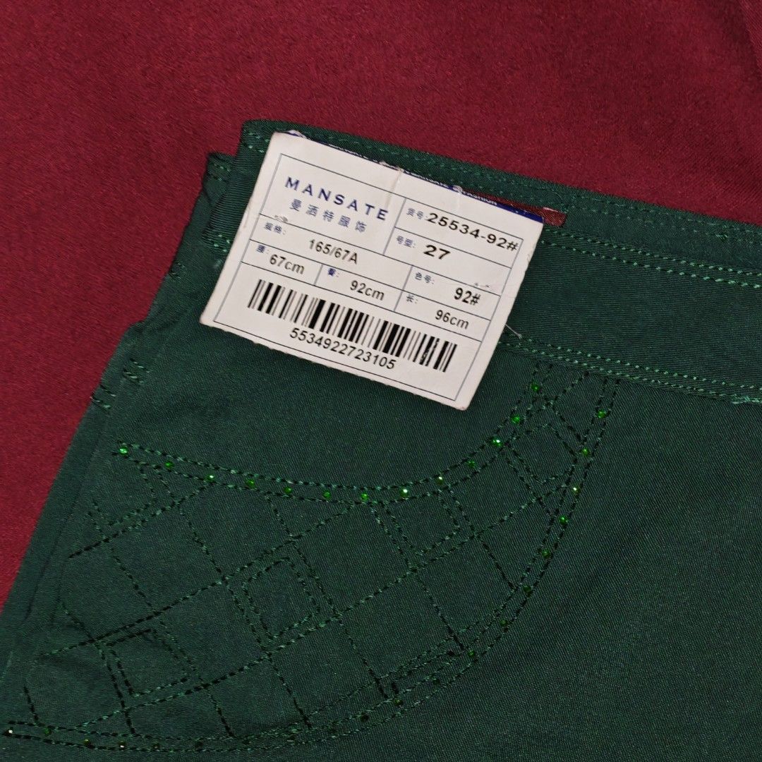 Mansate Green Trousers Size 27 (Category: Jeans) located in San Fernando. Submitted by decluttwv (Listing ID 1459041729, Image 2). Description: Waist 27.