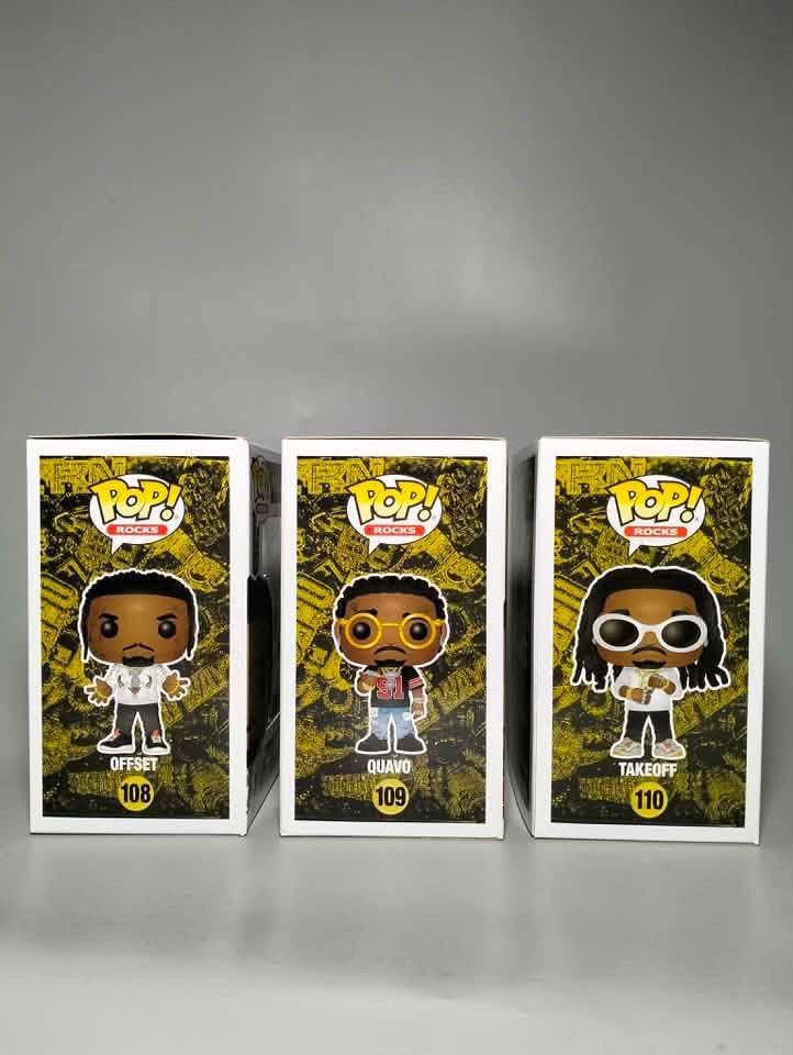 Migos | Funko Pop SET (Category: Designer & Blind Box Toys) located in Imus. Submitted by geloman23 (Listing ID 1458938200, Image 2). Description: Migos | Funko Pop - ₱1,000 SET Condition - NOOB | Good *Actual photo posted First to pay basis❗❗❗ Priority - ASAP buyer No reservation FIRM PRICE Location : Imus Cavite Shipping 🚘 -Lalamove -LBC branch pick-up -J&T door to door Mode of payment 💰 -Gcash 🫶.