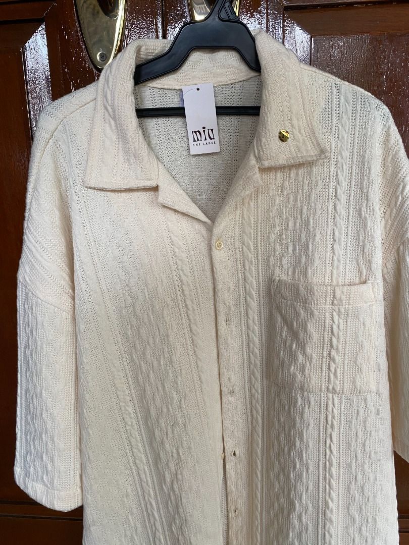 Miu The Label Knit Textured Button-Up Shirt (Category: Tshirts & Polo Shirts ) located in Makati City. Submitted by dims69 (Listing ID 1458987933, Image 3). Description: -Large on tag but fits oversized -For shipping or meet ups in Makati.