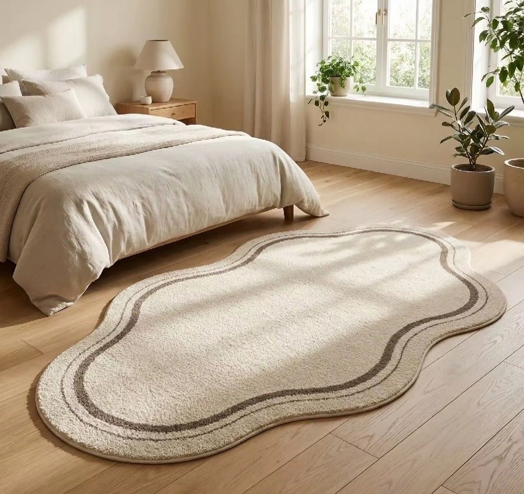 Modern Aesthetic carpet (Category: Carpets, Mats & Flooring) located in Mandaluyong City. Submitted by perfectfashion.mnl (Listing ID 1458912744, Image 2). Description: Stylish Modern Irregular Bedside Rug 80x160cm for Bedroom Home Decor Perfect for Living Room.