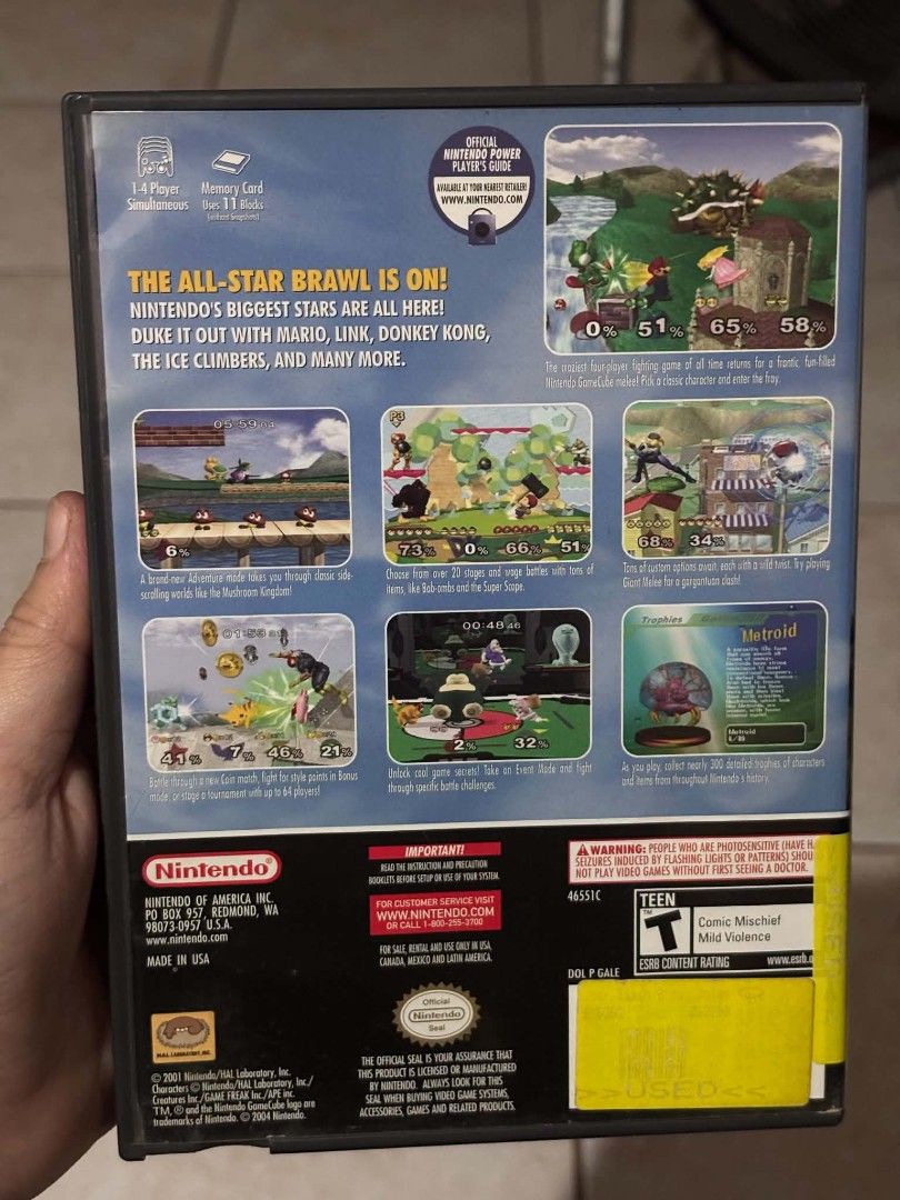 Nintendo GameCube Super Smash Bros. Melee Disc Only (Category: Nintendo) located in Manila. Submitted by jane_015 (Listing ID 1458908209, Image 3). Description: 🎮 GAMECUBE GAMES FOR SALE! 🎮 📀 Original GameCube Games SUPER SMASH BROS. MELEE - P800 CAPCOM VS. SNK 2 EO : P700 FINAL FANTASY CRYSTAL CHRONICLES : P600 EA SPORTS NHL 2003: 400 💰 INDIVIDUAL PRICES : ₱2,500 🔥 TAKE ALL: ₱2,300 ONLY! ✨ Bundle deal — ₱200 OFF! Perfect for GameCube player