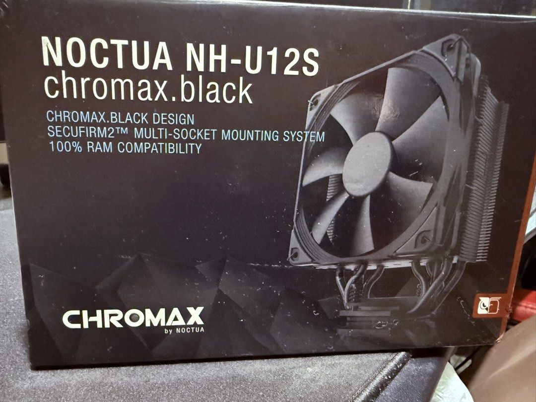 Noctua NH-U12S chromax.black CPU Cooler (Category: Computer Parts) located in Caloocan City. Submitted by benjaminj51095 (Listing ID 1458950708, Image 1). Description: - All-black Noctua NH-U12S chromax.black CPU cooler - SecuFirm2+ mounting system for easy installation - 100% RAM compatibility - Keeps your CPU running cool - Comes in original packaging.