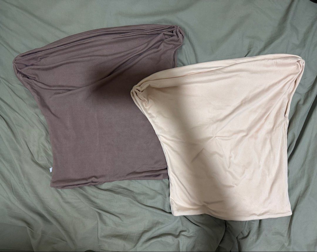 Off Shoulder Drape Tops (2 Colors) (Category: Blouses) located in Mandaluyong City. Submitted by chubs08 (Listing ID 1459028073, Image 1). Description: - 250/each. 400/2pcs -Set of 2 off-shoulder drape tops - Colors: Light Beige and Taupe Brown - Material: Soft and stretchy fabric for comfort - Perfect for dressing up or down - Effortlessly stylish and comfortable.