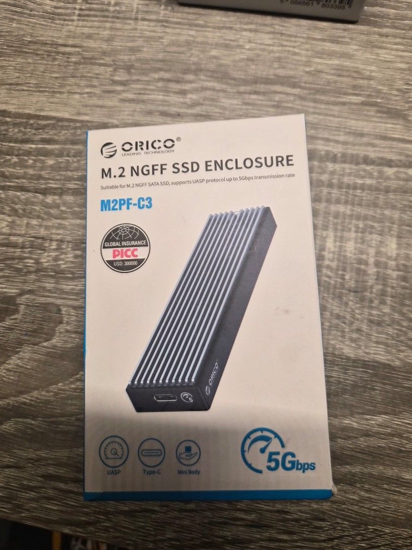 ORICO M.2 NGFF SSD ENCLOSURE (M2PF-C3) (Category: Cables & Adaptors) located in Quezon City. Submitted by salvacion26 (Listing ID 1459025539, Image 1). Description: Never used, mistaken for NVMe enclosure. In brand new condition..