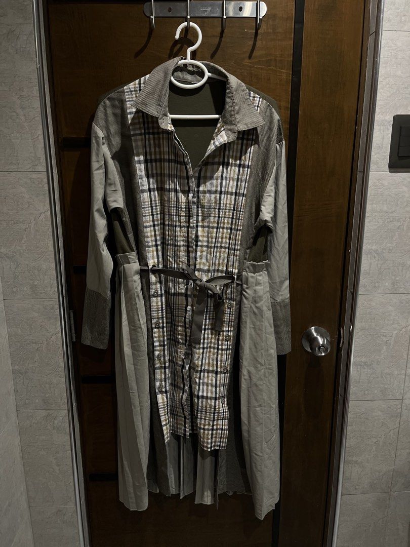 Patchwork Plaid Long Sleeve Dress with Belt (Category: Dresses) located in Las Pinas. Submitted by francesaly (Listing ID 1459039231, Image 1). Description: - Unique long sleeve dress - Plaid pattern on the front - Solid colored sleeves and back - Includes a matching belt to cinch the waist - Pleated skirt for a flattering silhouette - Perfect for a stylish, layered outfit.