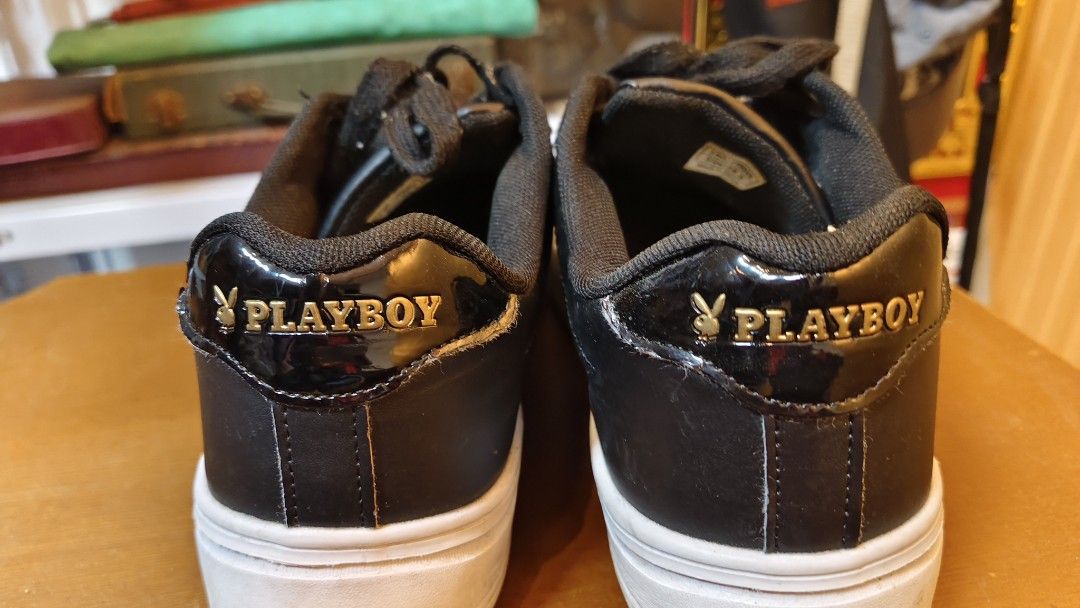 Playboy Black Sneakers Size 24.5 (Category: Sneakers) located in Bulacan. Submitted by babz30261 (Listing ID 1458929662, Image 2). Description: - Classic Playboy low-top sneakers - Size: 24.5 - Color: White sole - Features Playboy logo on the back heel - Made in China - Ideal for casual wear - Reason for selling: No longer needed.