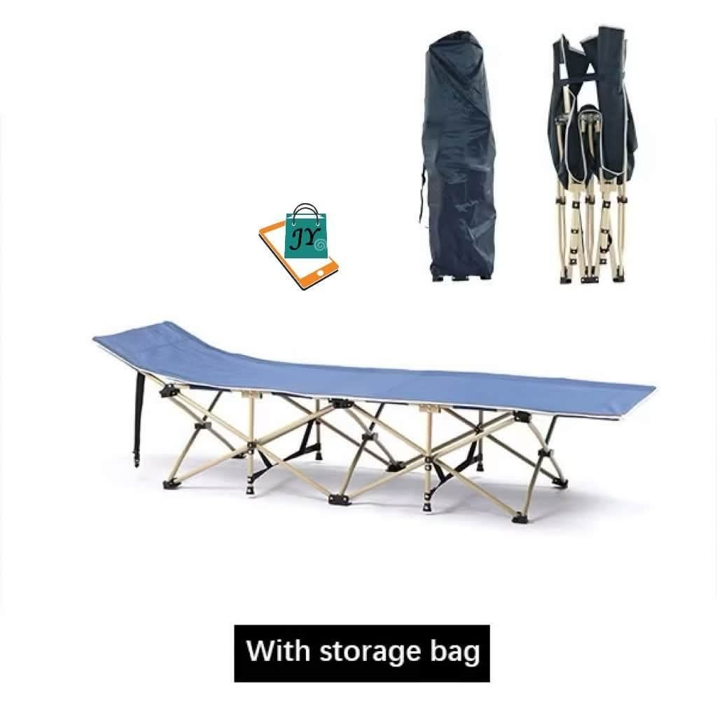 Portable Folding Camping Cot with Storage Bag (Category: Hiking & Camping) located in Manila. Submitted by chaionlineshop (Listing ID 1459011958, Image 3). Description: - Easy to set up and take down - Folds compactly for storage and transport - Includes a convenient storage bag - Great for camping, outdoor trips, or as an extra bed at home - Durable construction - Dimensions: 190cm x 67cm x 35cm - Folded dimensions: 104cm x 21cm.