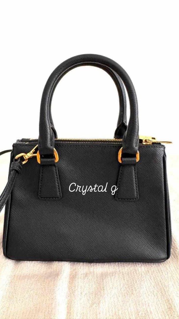 Prada mini Saffiano (Category: Luxury Bags & Wallets) located in Muntinlupa City. Submitted by emcrys (Listing ID 1458890531, Image 2). Description: - Classic black Prada bag - Genuine Saffiano leather - Elegant gold hardware - Versatile top handles and detachable shoulder strap - Secure zipper closure - Comes with original leather tag - Ideal for both everyday and special occasions.