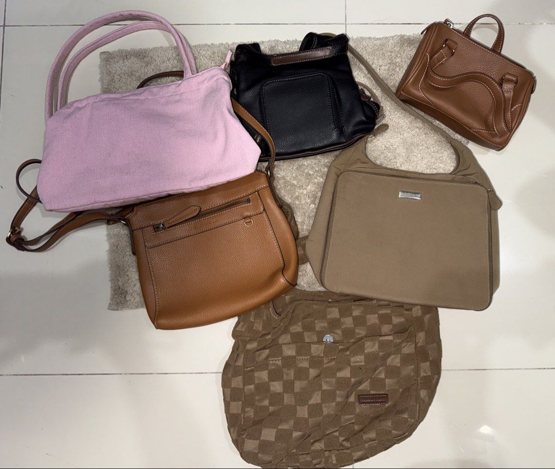 Pre-loved Bags (Category: Shoulder Bags) located in Manila. Submitted by twinkle-twinkle (Listing ID 1458899894, Image 1). Description: Take all bags 6pcs! Some are brand new (unused) and some are well used / need cleaning. 📍 Sampaloc, Manila.