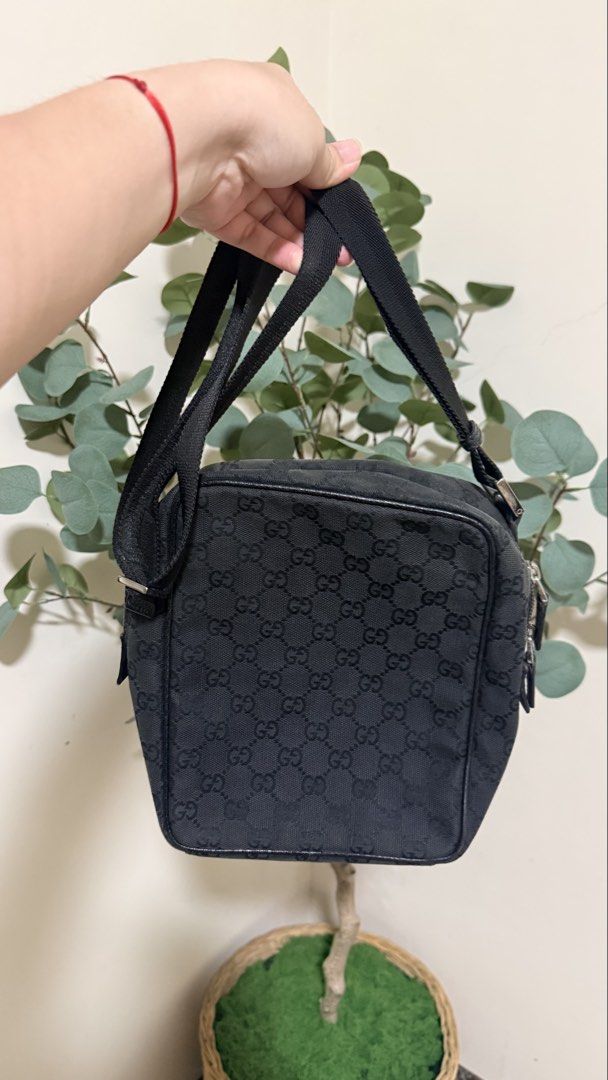 Gucci Canvas Leather Crossbody Bag (Category: Luxury Bags & Wallets) located in San Jose. Submitted by etc.byflc (Listing ID 1449764930, Image 2). Description: 📍 Batangas 📌 Payment first, no COD 🛵🚚 Shipping via J&T or LBC 📩 for inquiries - Authentic Gucci crossbody bag - Made with signature GG canvas and leather - Preloved item, previously owned by husband - Comes with a generic dust bag - Available and ready for shipping.