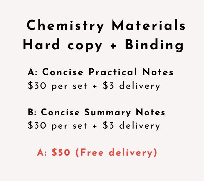 Pure/ Combined Chemistry (Practical notes and Summary Notes) O levels with binding (Category: Assessment Books) located in Singapore. Submitted by chemistrymind (Listing ID 1394442142, Image 3). Description: Materials are curated and consolidated by a Chemistry educator with a PhD in Chemistry from NUS. Too many resources available but insufficient time? I’ve prepared materials which are essential for your exam preparations. *Limited time promoti
