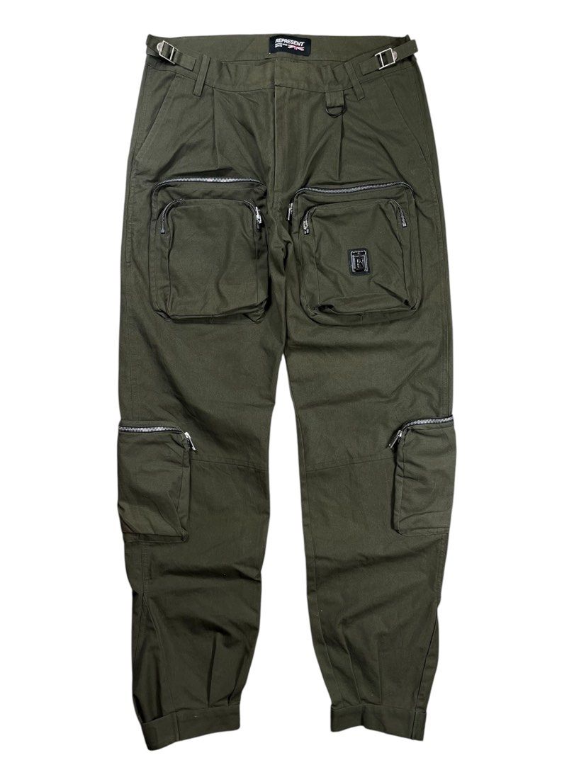 Represent Olive Green Multi Pockets Pants (Category: Jeans) located in Bacolod City. Submitted by gabinuks2039771 (Listing ID 1459059438, Image 1). Description: 34W 41L 7 Leg Open Authentic Dm if interested .