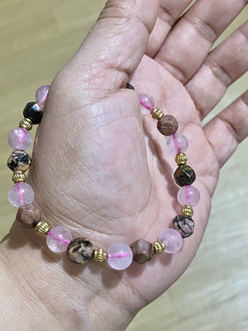 Rhodonite Rose Quartz Bracelet (Category: Bracelets) located in Pasig City. Submitted by talaversify (Listing ID 1459082816, Image 2). Description: Semi-precious stone: Rhodonite Rose Quartz Stone size: 8mm Wrist size: 16cm.