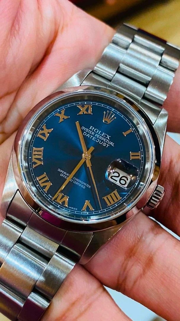 Rolex Oyster Perpetual Datejust Blue Dial 36 (Category: Luxury Watches) located in Cainta. Submitted by reycee.18 (Listing ID 1459050883, Image 2). Description: Rolex Oyster Perpetual Datejust 36 Ref #: 16200 Unit only 2005-2006 year model In very good condition PHP 385,000.