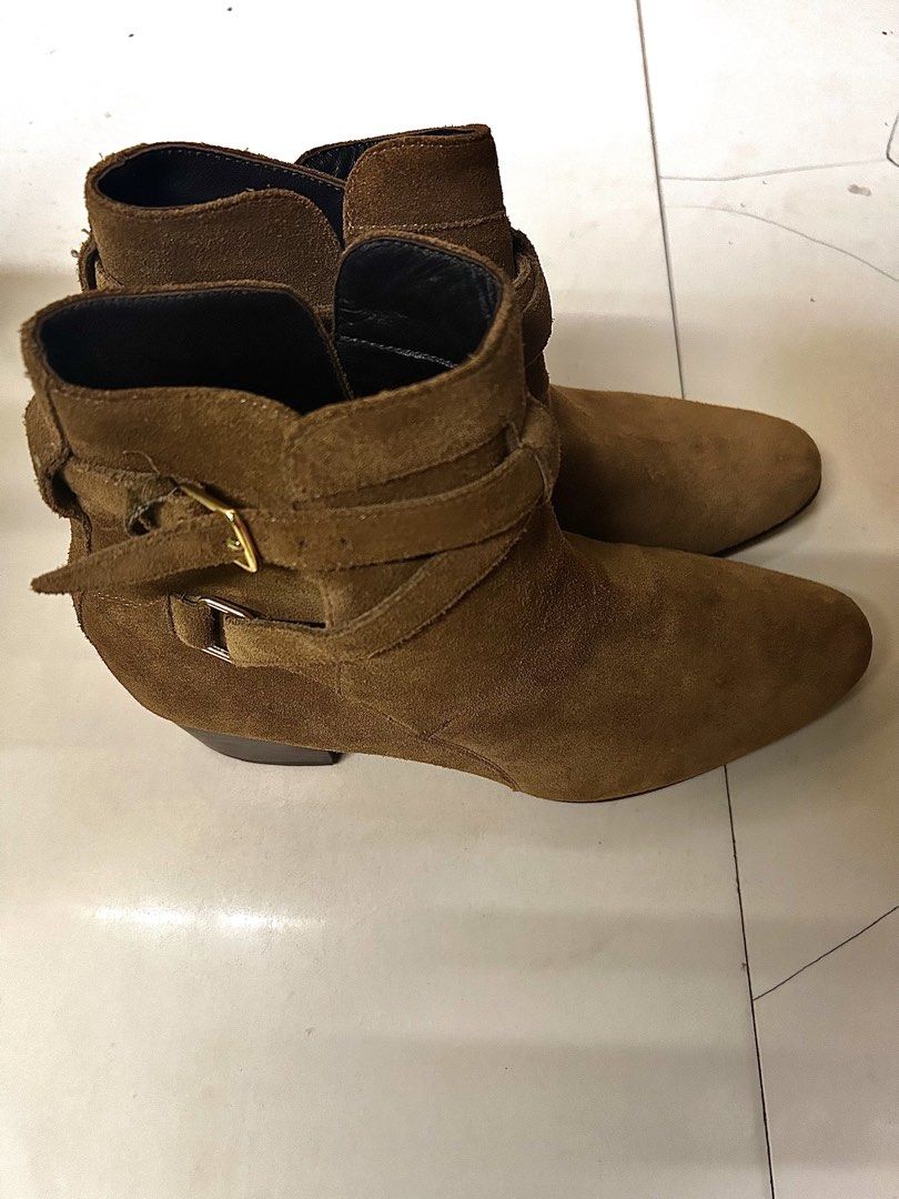 Saint laurent jodphur boots (Category: Boots) located in Manila. Submitted by jimjones445 (Listing ID 1458982912, Image 2). Description: Saint Laurent Jodhpur Boots - ₱3500 + sf • Size: EU39 (25.5cm) • Condition: used, only dirt at the outsole and unnoticeable dirt on the suede (see photo) • 100% Authentic Reference code: R0 316237 • Payment Method: • GCash • Cash (for meetup) • Delivery Method: • Lalamove • J&T • LBC • Meetup Locations: • Cubao,