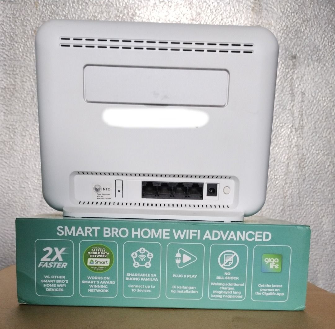 Smart Bro Home WiFi (Openline) (Category: Networking) located in Manila. Submitted by mcc.mcc (Listing ID 1458891538, Image 2). Description: Smart Bro Home Prepaid Wifi Cat6 R291 Openline to all Network x4 Lan port x2 External Antenna with power adaptor and Box Without SIM card and lan cable.
